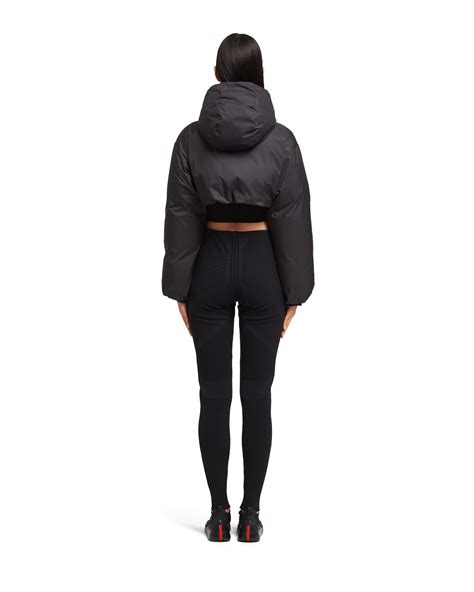 prada light polyester cropped puffer jacket